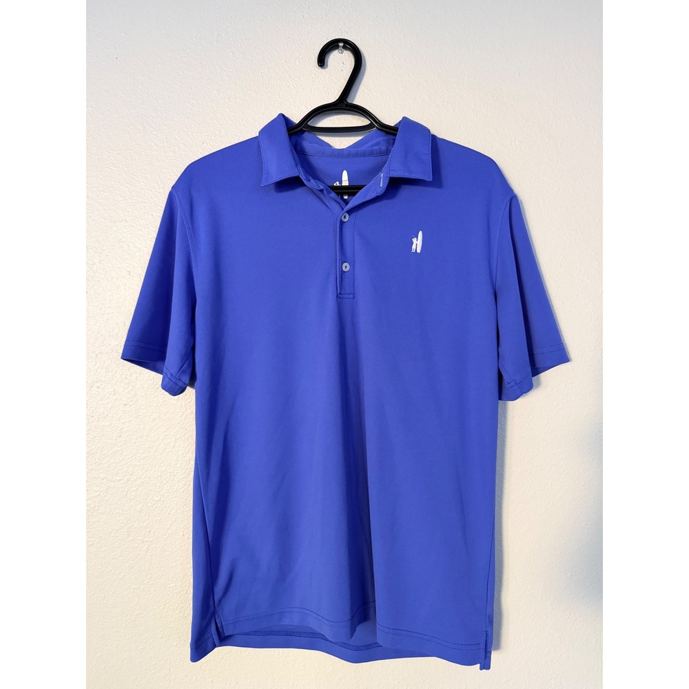 Johnnie-O Mens Blue Performance Polo Shirt Short Sleeve Surfer Logo Size M